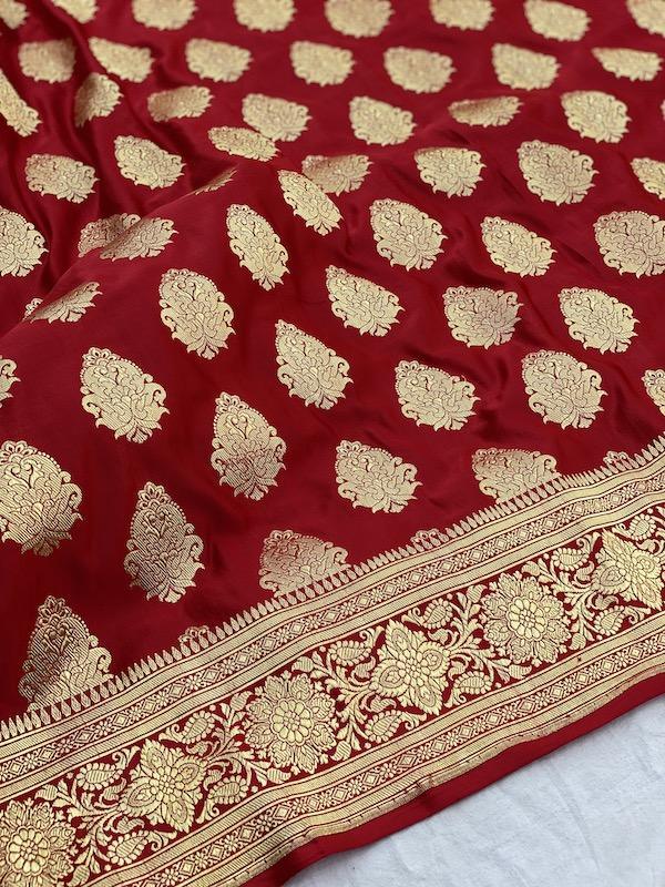 Pure Banarasi Katan Silk Khaddi Saree With Blouse Piece (B222) - Shades Of Benares