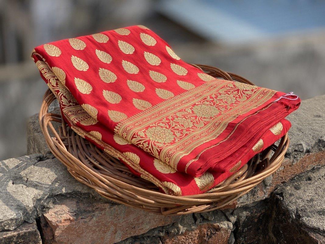 Pure Banarasi Katan Silk Khaddi Saree With Blouse Piece (MPK01) by Shades Of Benares - banarasi - banarasi saree shop