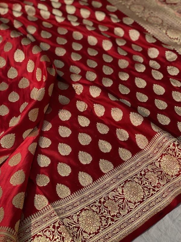 Pure Banarasi Katan Silk Khaddi Saree With Blouse Piece (MPK01) by Shades Of Benares - banarasi - banarasi saree shop