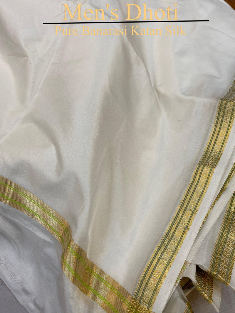 Pure Banarasi Katan Silk Mens Dhoti And Dupatta (FZBB) - Shades Of Benares