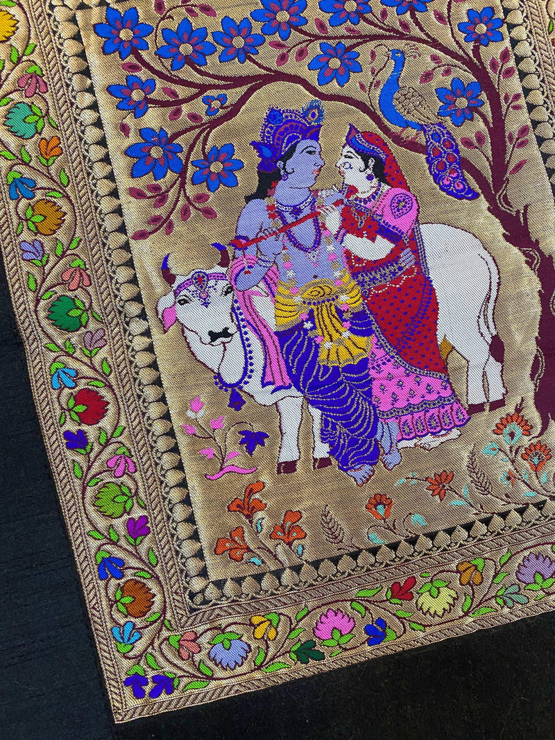 Pure Banarasi Silk Tapestry/Wallhanging-IPCX3 - Shades Of Benares
