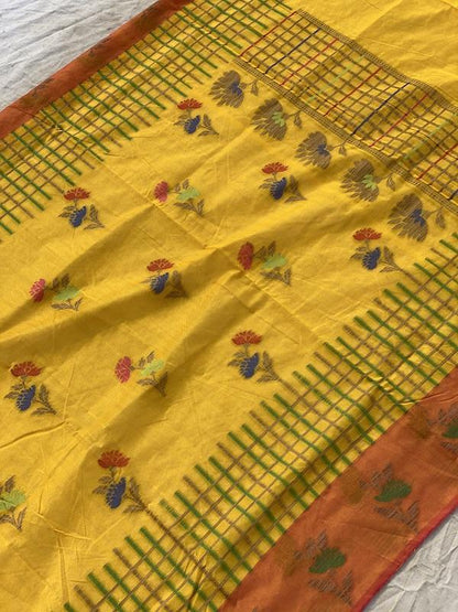 Pure Banarasi Soft Cotton Patola Handloom Saree With Blouse Piece (EE00) by Shades Of Benares - banarasi - banarasi saree shop