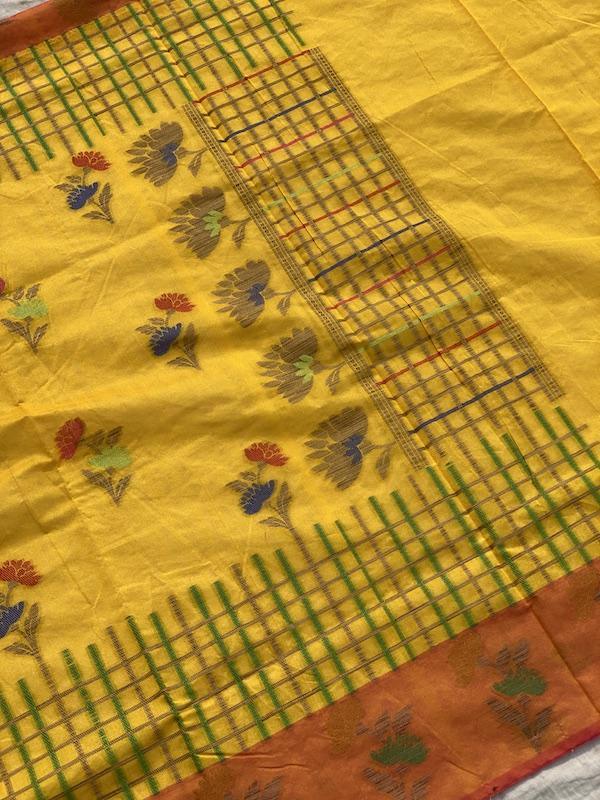 Pure Banarasi Soft Cotton Patola Handloom Saree With Blouse Piece (EE00) by Shades Of Benares - banarasi - banarasi saree shop