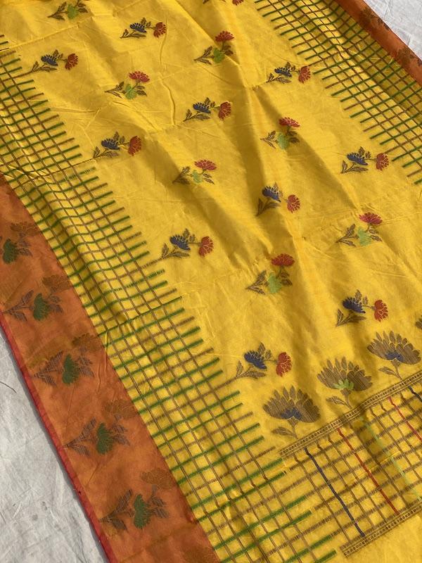 Pure Banarasi Soft Cotton Patola Handloom Saree With Blouse Piece (EE00) by Shades Of Benares - banarasi - banarasi saree shop