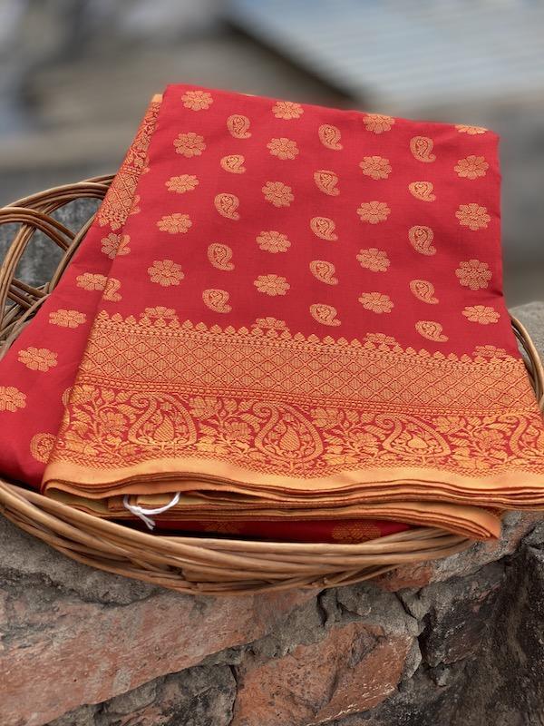 Pure Banarasi Summer Cotton Patola Handloom Sarees With Blouse Piece (LL11) by Shades Of Benares - banarasi - banarasi saree shop