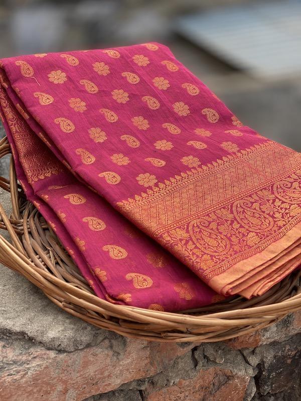 Pure Banarasi Summer Cotton Patola Handloom Sarees With Blouse Piece (LL22) by Shades Of Benares - banarasi - banarasi saree shop