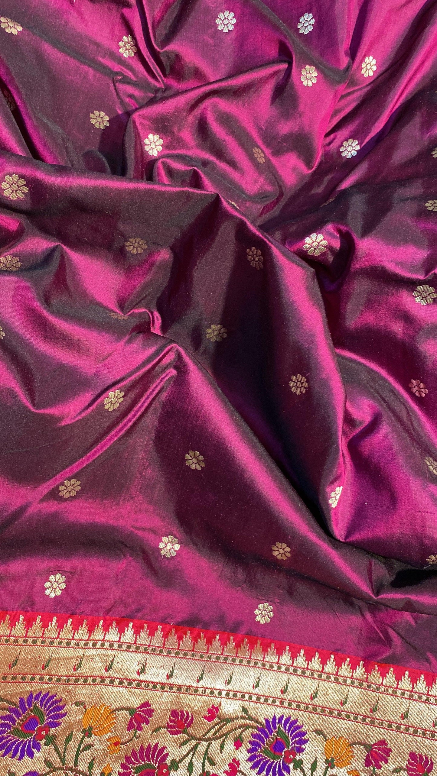 Purple Glory Pure Banarasi Katan Silk Handloom Saree- Kadhwa Paithani by Shades Of Benares - banarasi - banarasi saree shop