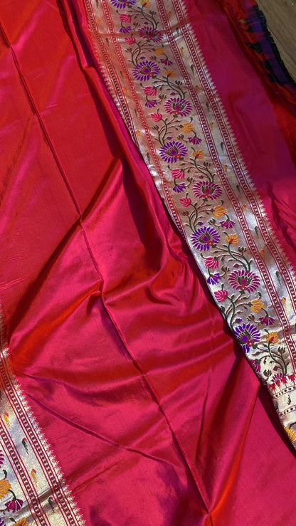 Purple Glory Pure Banarasi Katan Silk Handloom Saree- Kadhwa Paithani by Shades Of Benares - banarasi - banarasi saree shop