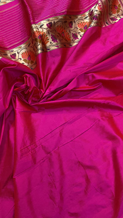 Purple Pure Banarasi Katan Silk Handloom Kadhwa Paithani Saree by Shades Of Benares - banarasi - banarasi saree shop