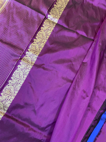 Purple Pure Banarasi Katan Silk Handloom Saree- Kadhwa Figures by Shades Of Benares - banarasi - banarasi saree shop