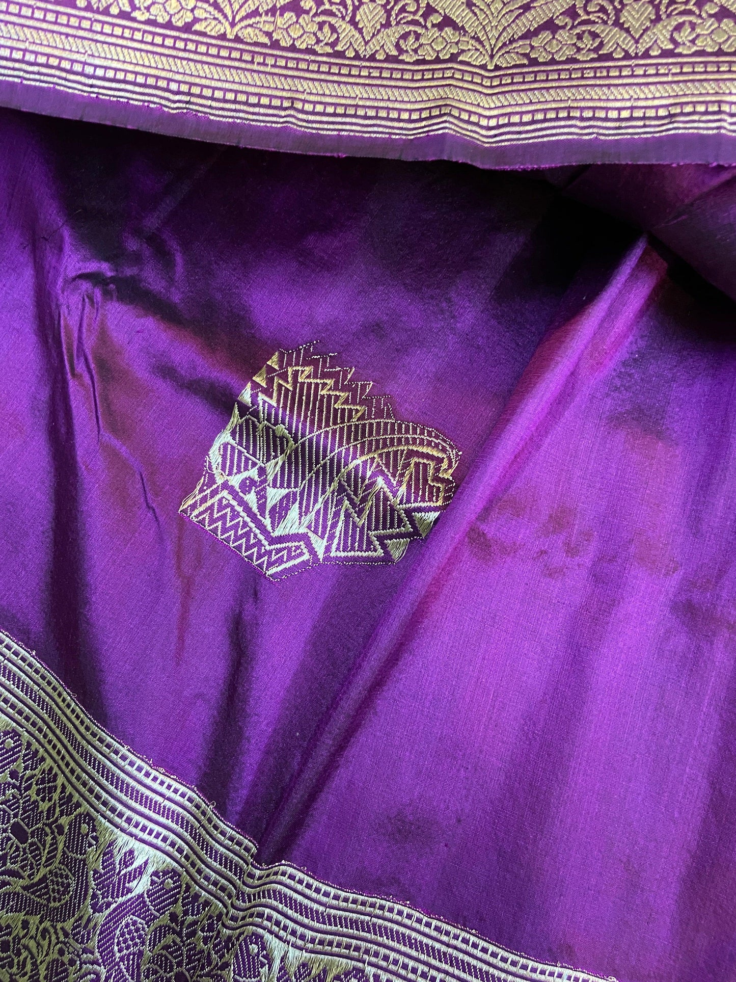 Purple Pure Banarasi Katan Silk Handloom Saree- Kadhwa Figures by Shades Of Benares - banarasi - banarasi saree shop