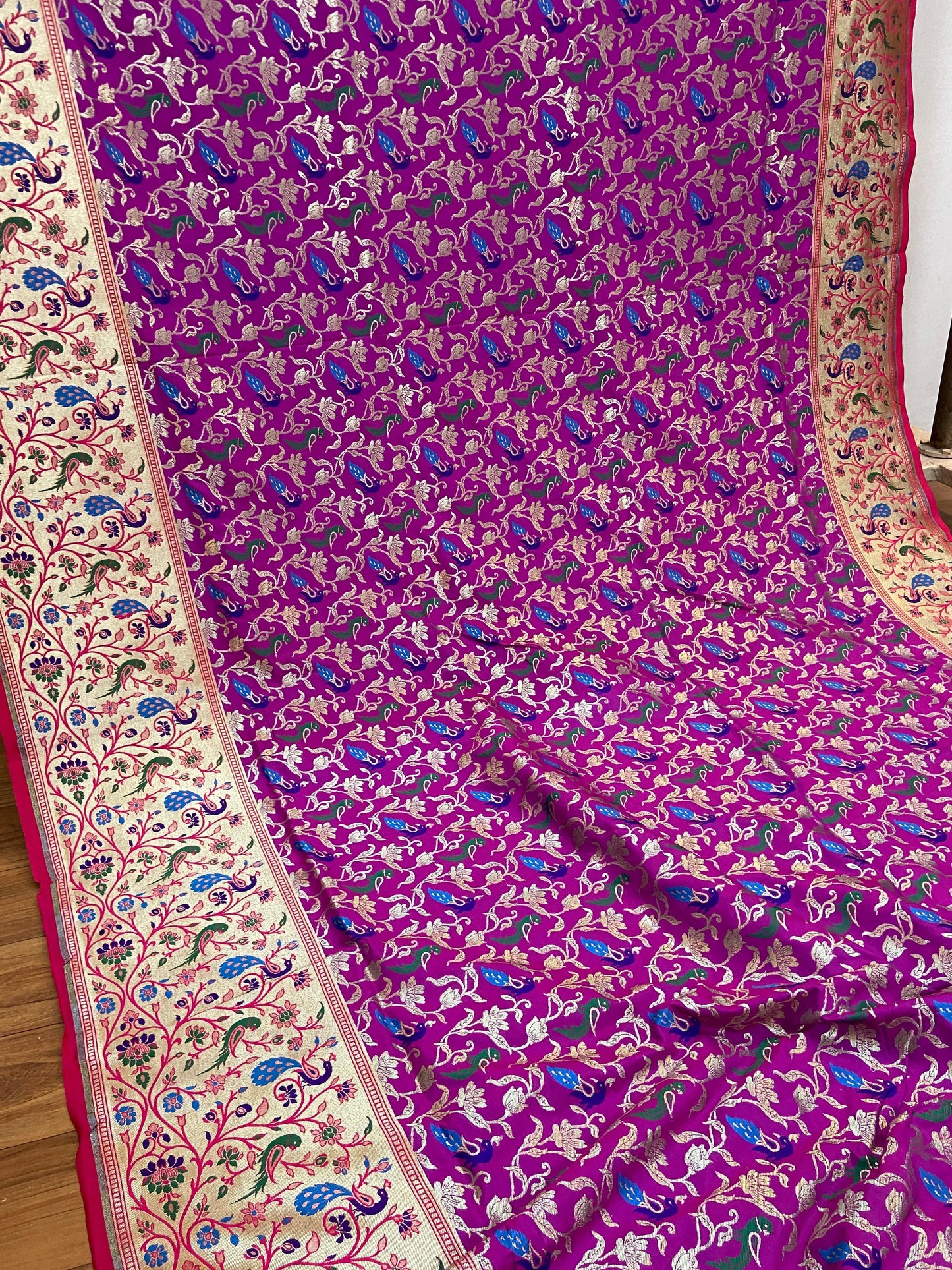 Purple Pure Banarasi Katan Silk Handloom Saree - Shikargah by Shades Of Benares - banarasi - banarasi saree shop