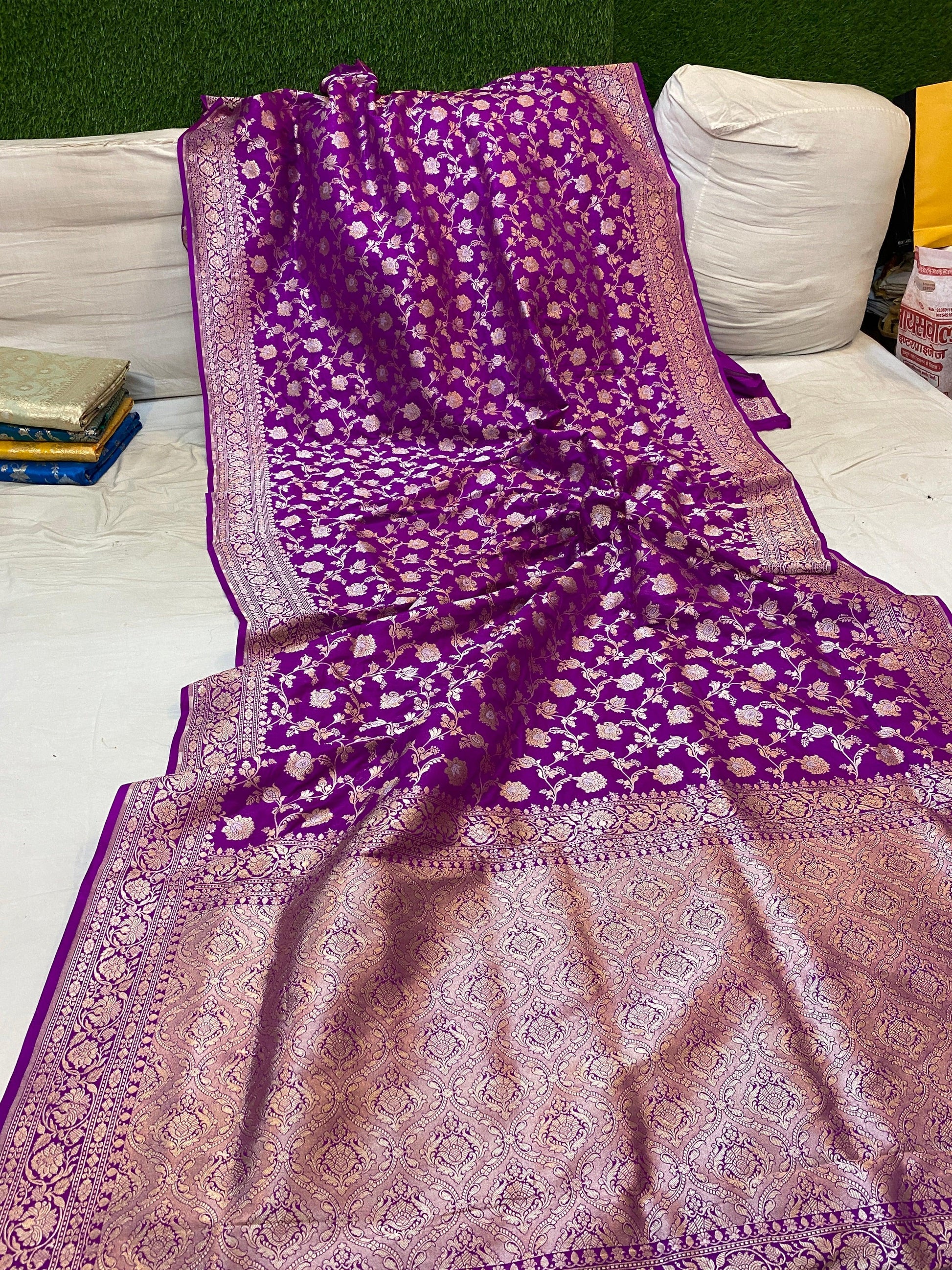 Purple Pure Katan Silk Handloom Banarasi Saree by Shades Of Benares - banarasi - banarasi saree shop