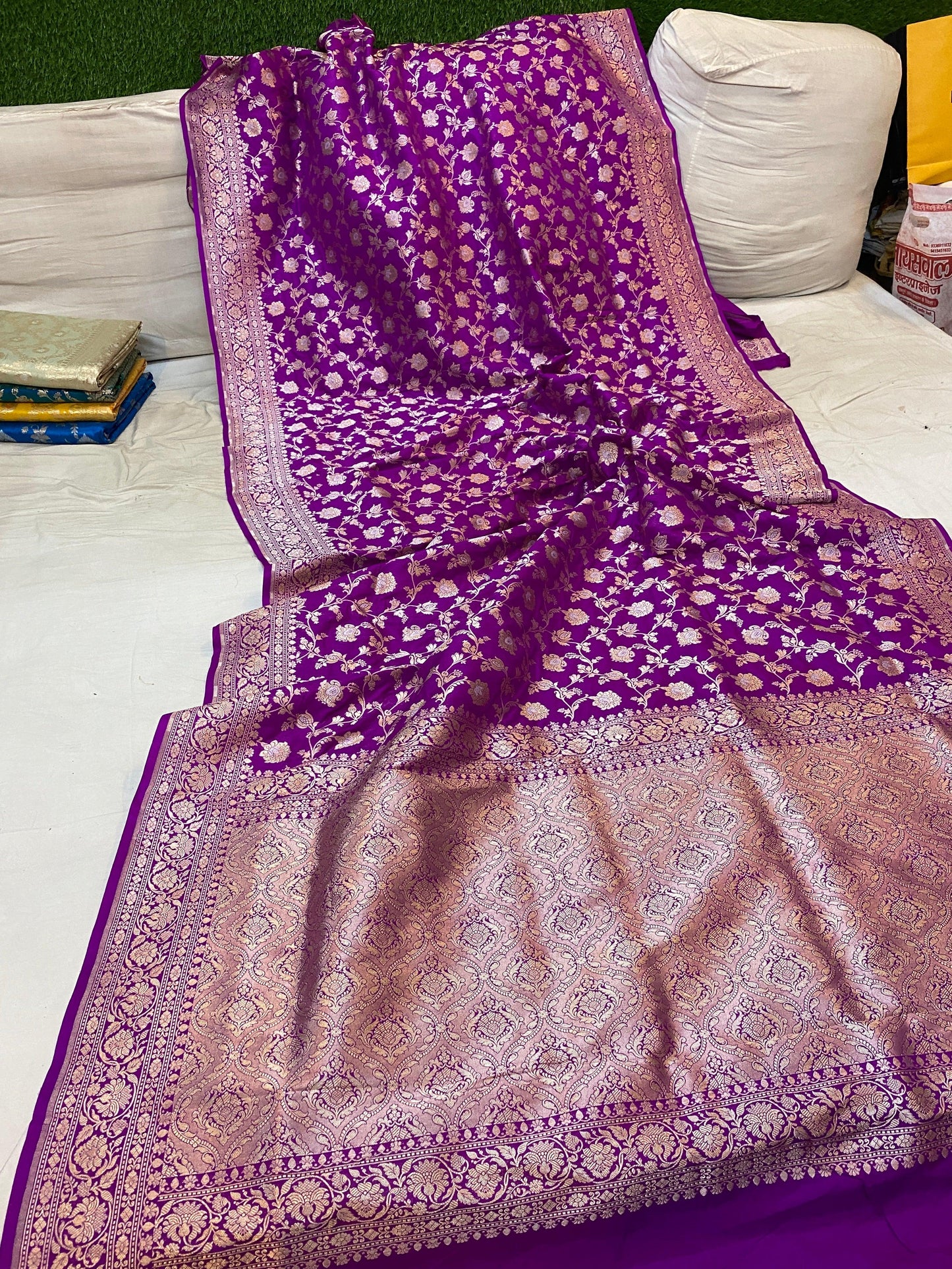 Purple Pure Katan Silk Handloom Banarasi Saree by Shades Of Benares - banarasi - banarasi saree shop