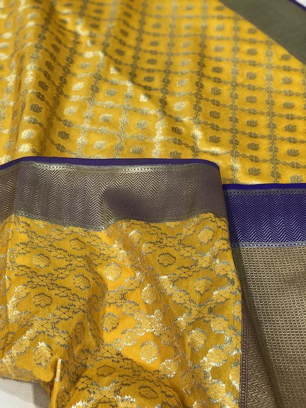 Radiant Yellow Handloom Banarasi Silk Dupatta by Shades Of Benares - banarasi - banarasi saree shop