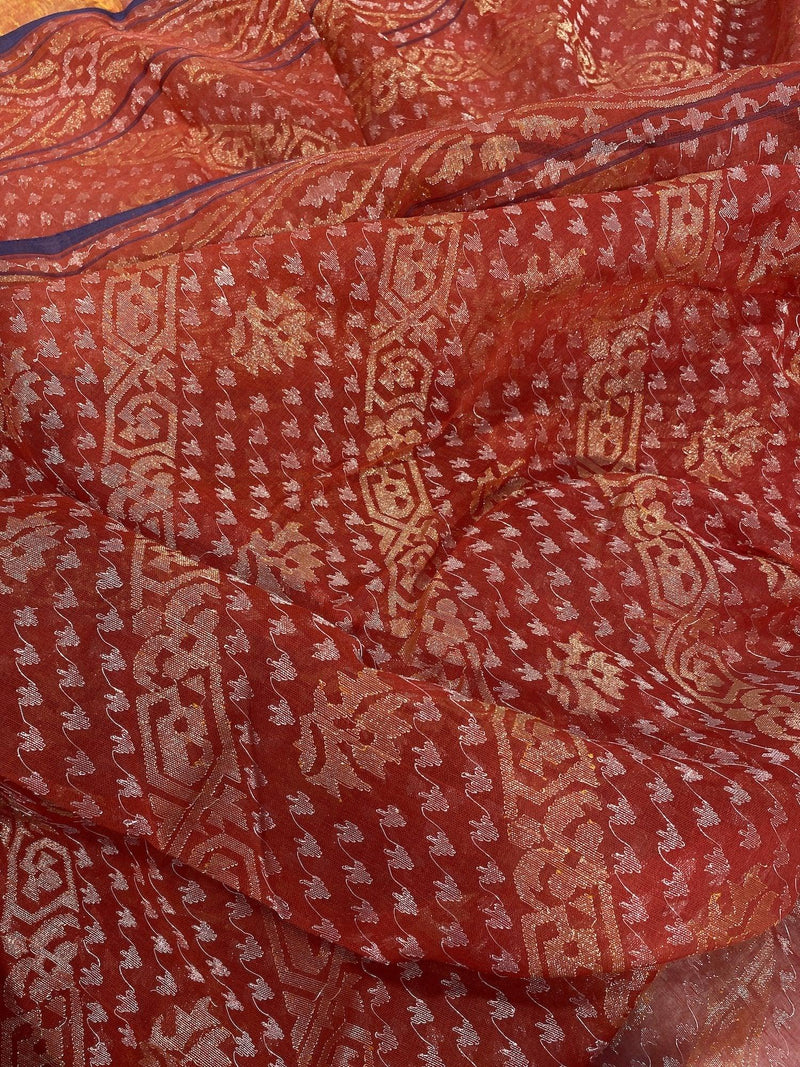 Rakhtambari, Pure Banarasi Cotton Handloom Saree, Real Zari (HS) - Shades Of Benares
