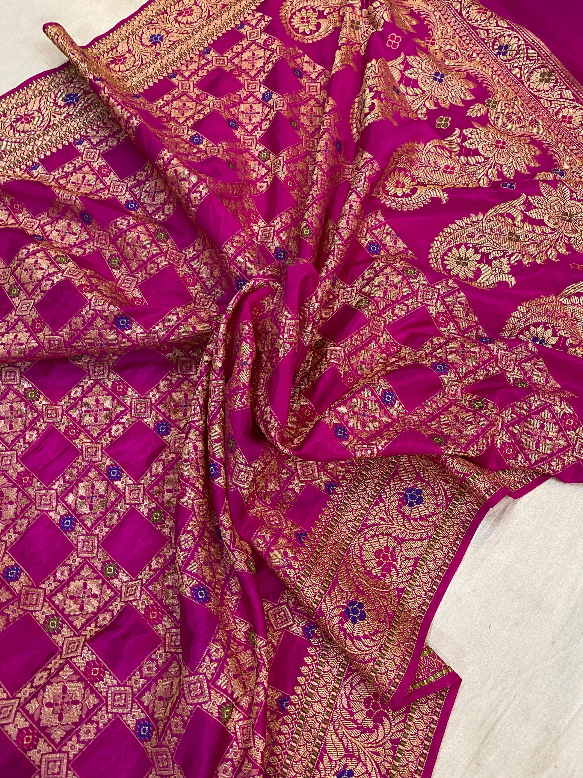 Rani Pink Banarasi Katan Soft Silk Handloom Saree by Shades Of Benares - banarasi - banarasi saree shop