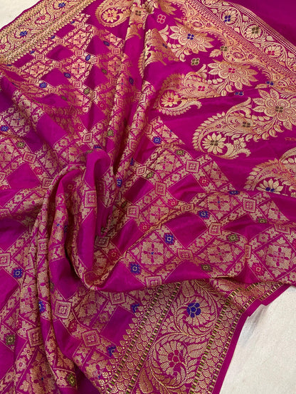 Rani Pink Banarasi Katan Soft Silk Handloom Saree by Shades Of Benares - banarasi - banarasi saree shop