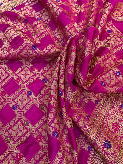 Rani Pink Banarasi Katan Soft Silk Handloom Saree by Shades Of Benares - banarasi - banarasi saree shop