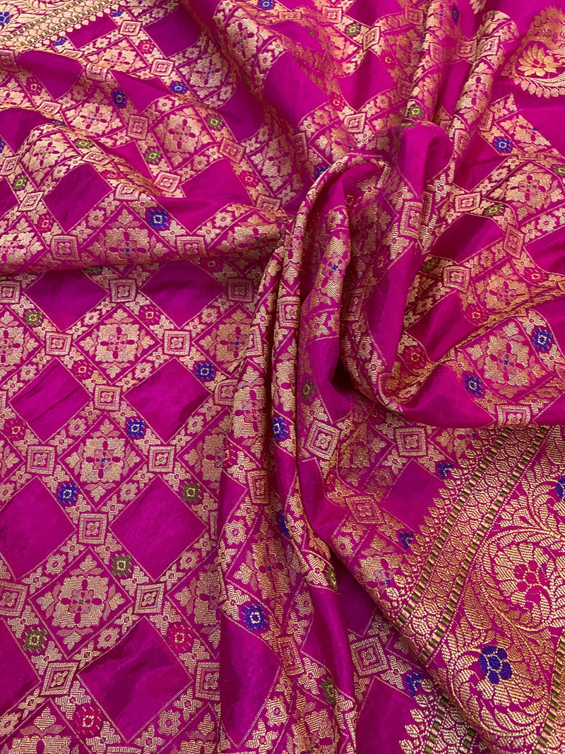 Rani Pink Banarasi Katan Soft Silk Handloom Saree - Shades Of Benares