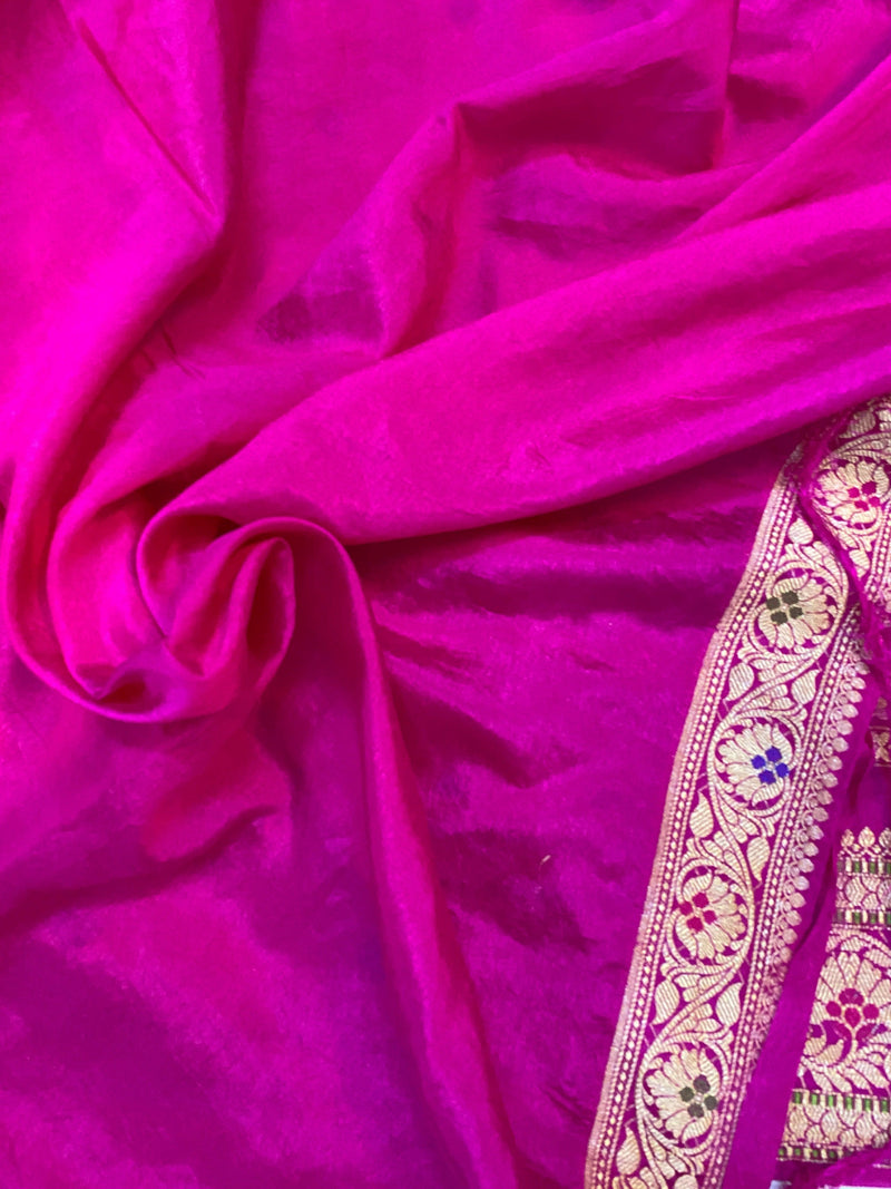Rani Pink Banarasi Katan Soft Silk Handloom Saree - Shades Of Benares