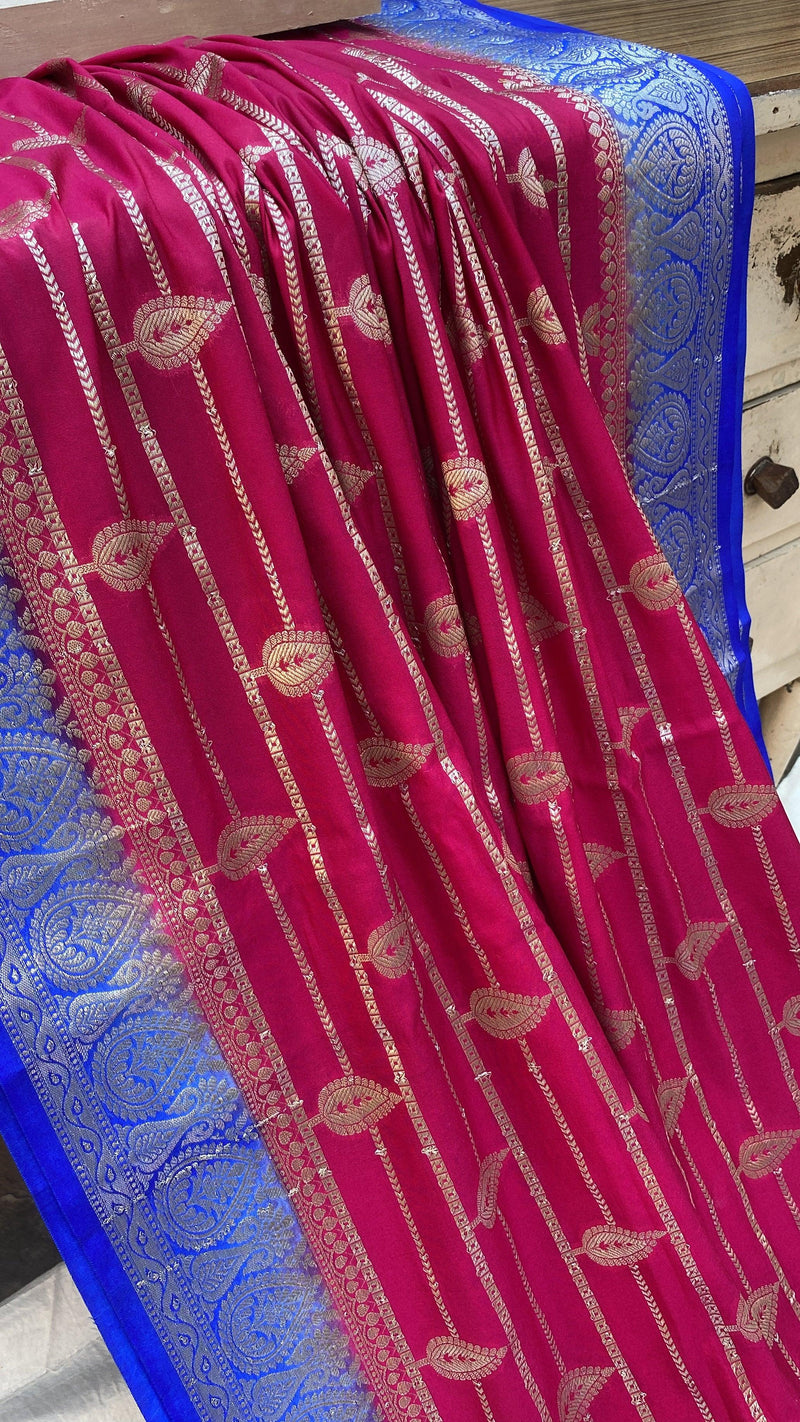 Rani Pink Handloom Katan Soft Silk Banarasi Saree by Shades Of Benares - banarasi - banarasi saree shop