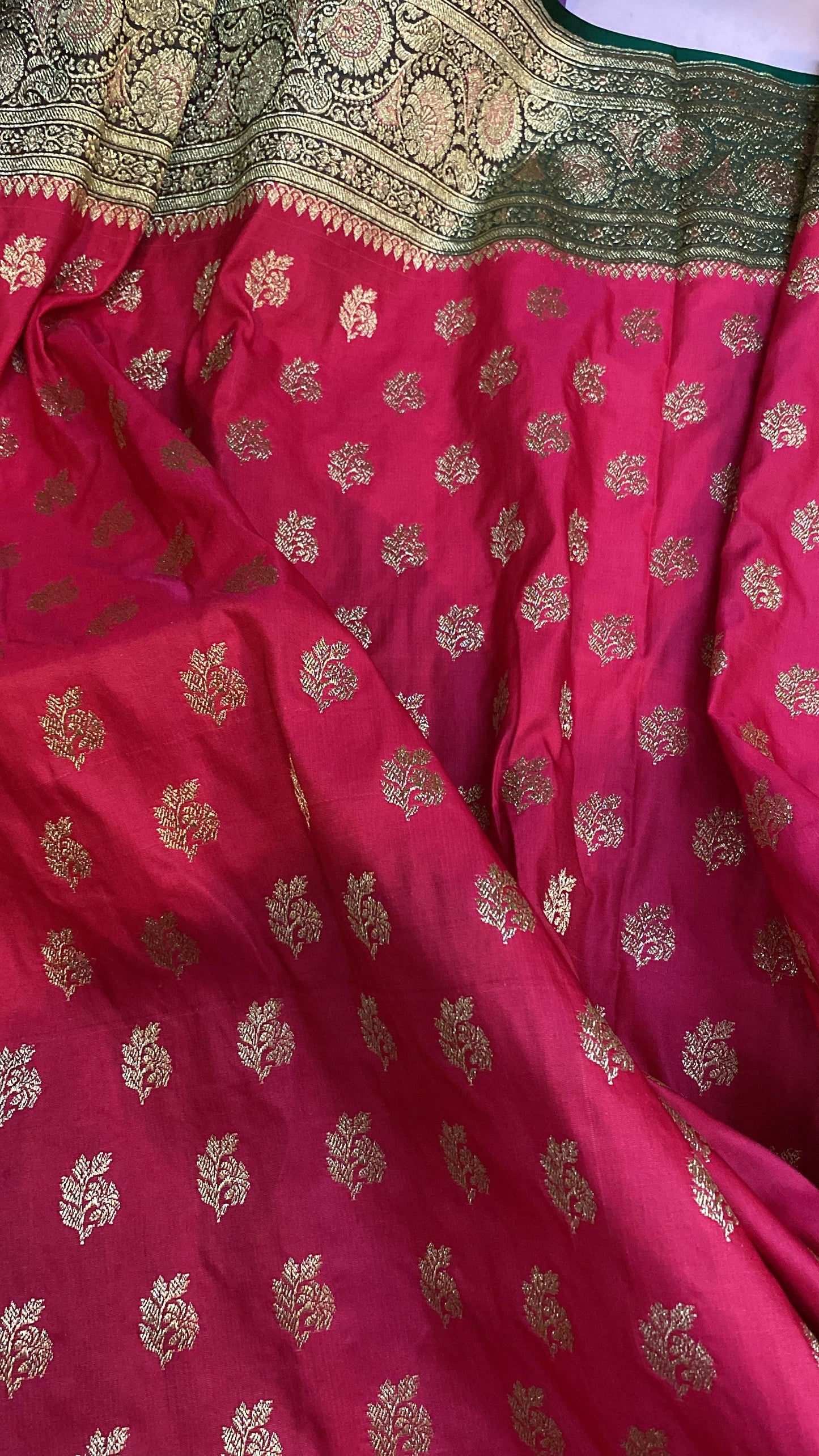 Rani Pink Handloom Pure Satin Silk Banarasi Saree by Shades Of Benares - banarasi - banarasi saree shop