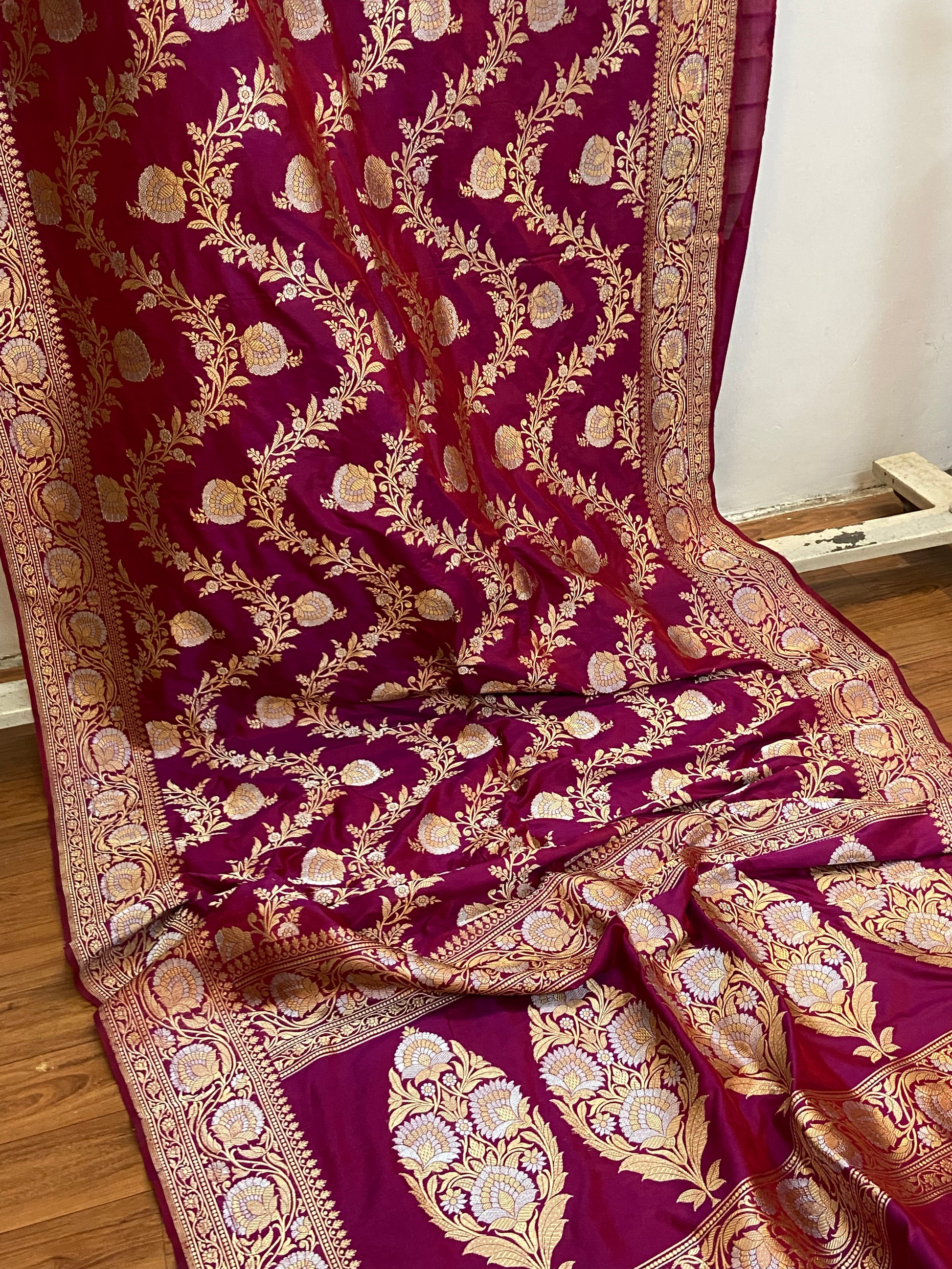 Rani Pink Pure Banarasi Katan Silk Handloom Saree by Shades Of Benares - banarasi - banarasi saree shop