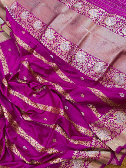 Rani Pink Pure Banarasi Katan Silk Handloom Saree by Shades Of Benares - banarasi - banarasi saree shop