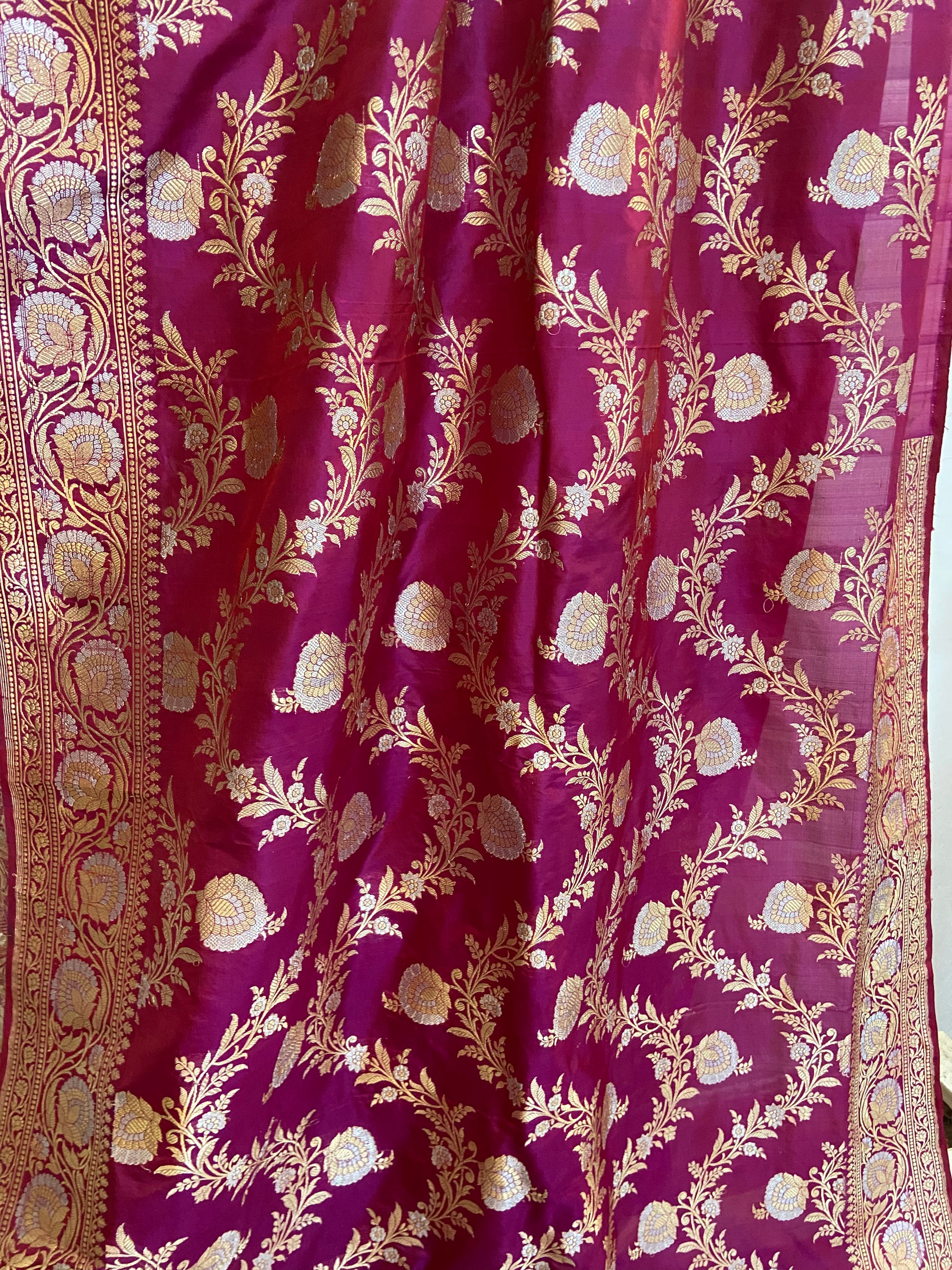 Rani Pink Pure Banarasi Katan Silk Handloom Saree by Shades Of Benares - banarasi - banarasi saree shop