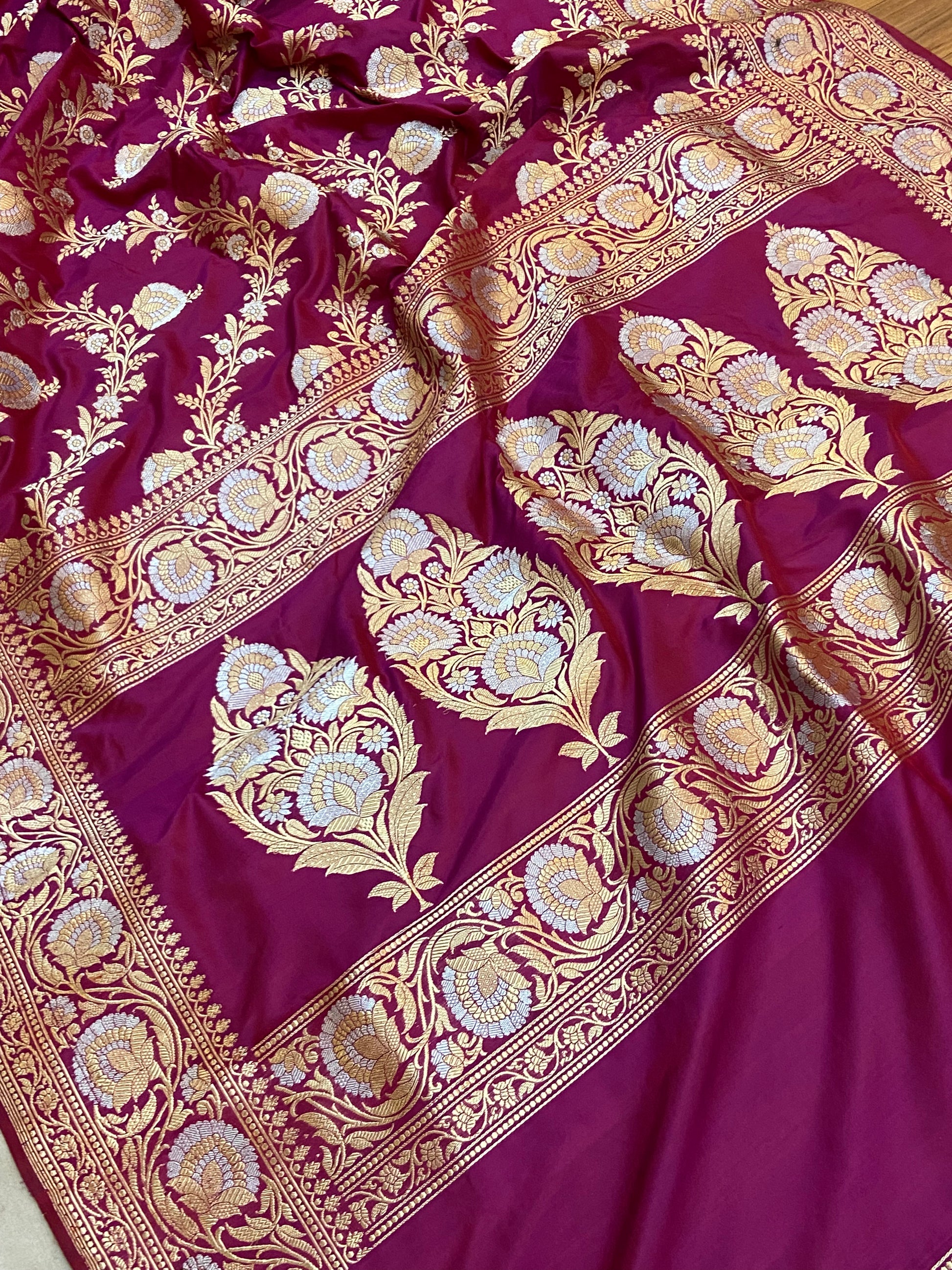 Rani Pink Pure Banarasi Katan Silk Handloom Saree by Shades Of Benares - banarasi - banarasi saree shop