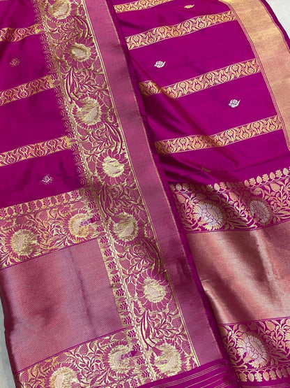 Rani Pink Pure Banarasi Katan Silk Handloom Saree by Shades Of Benares - banarasi - banarasi saree shop