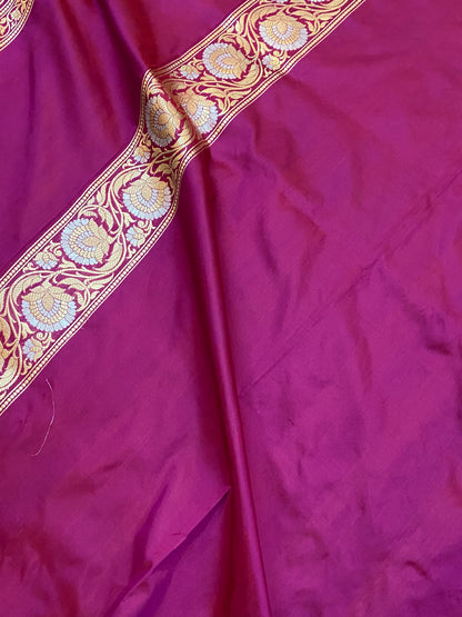 Rani Pink Pure Banarasi Katan Silk Handloom Saree by Shades Of Benares - banarasi - banarasi saree shop