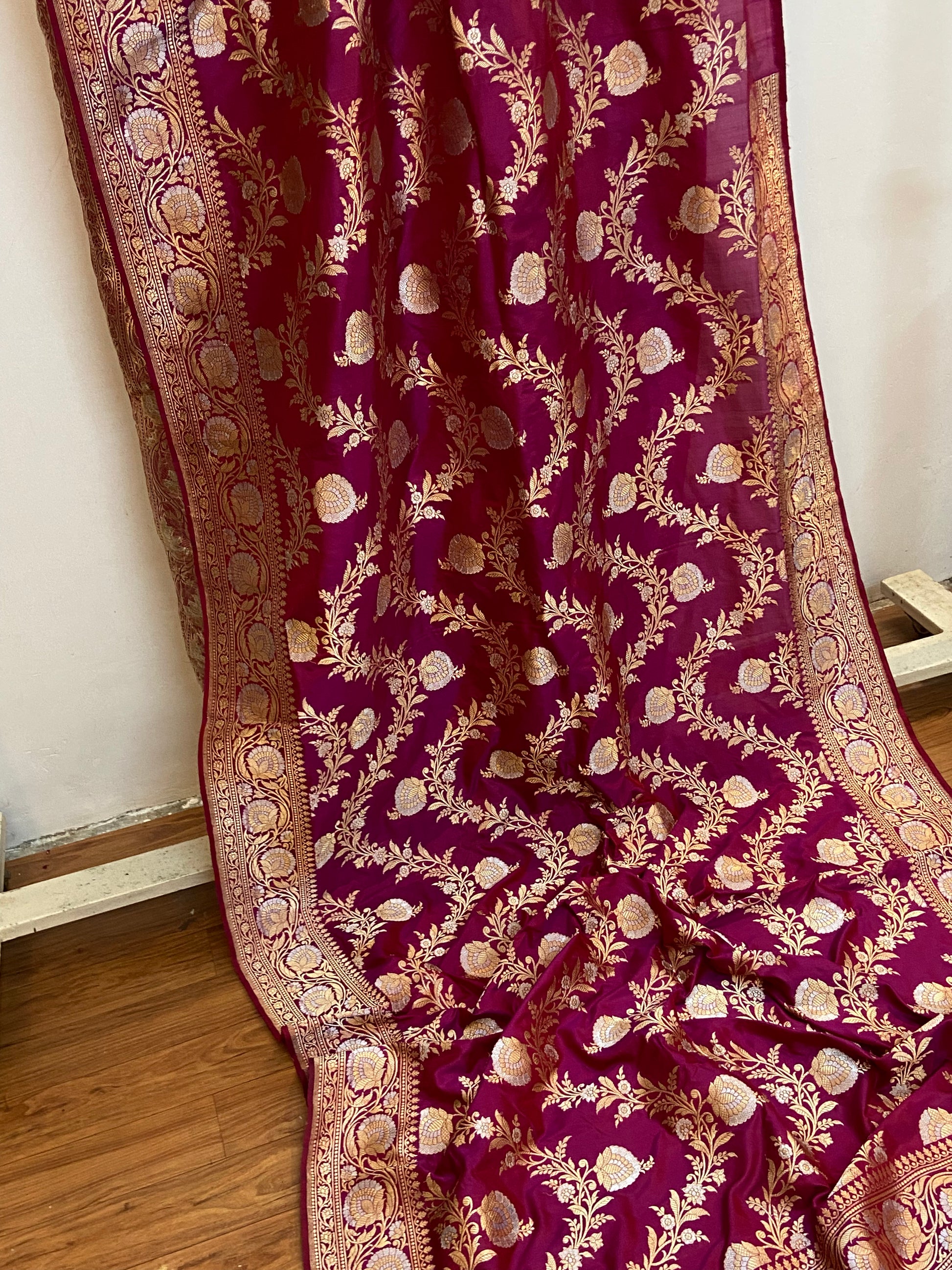 Rani Pink Pure Banarasi Katan Silk Handloom Saree by Shades Of Benares - banarasi - banarasi saree shop