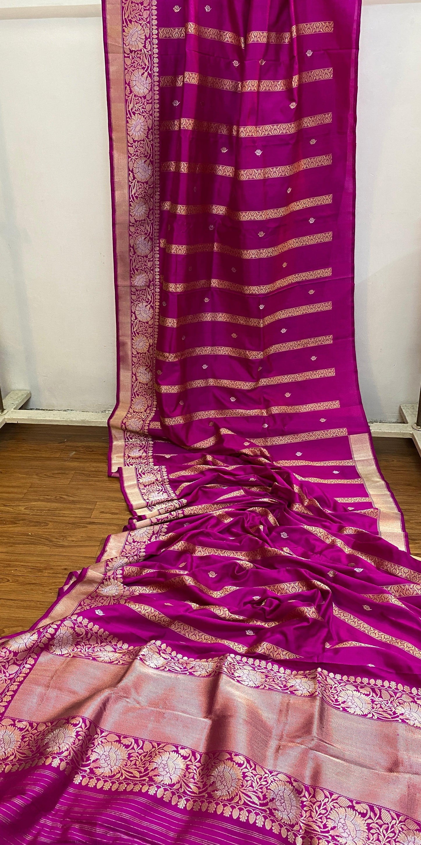 Rani Pink Pure Banarasi Katan Silk Handloom Saree by Shades Of Benares - banarasi - banarasi saree shop