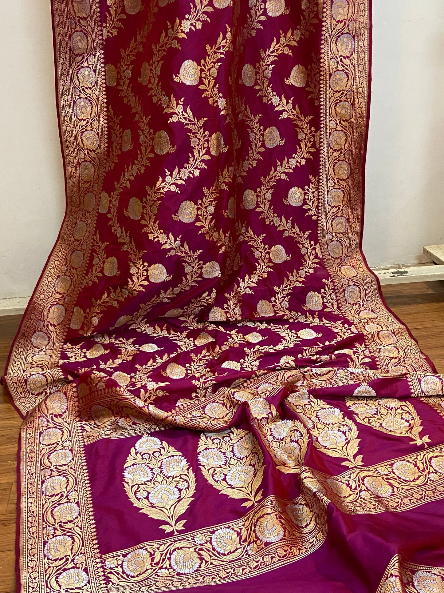 Rani Pink Pure Banarasi Katan Silk Handloom Saree by Shades Of Benares - banarasi - banarasi saree shop