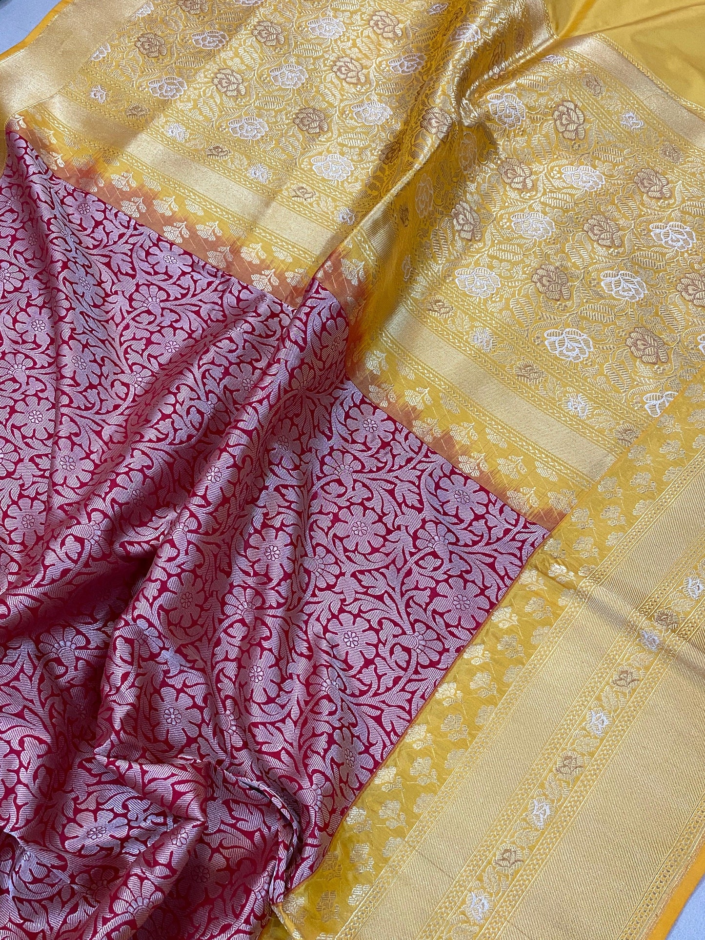 Red Pure Banarasi Katan Silk Handloom Saree by Shades Of Benares - banarasi - banarasi saree shop