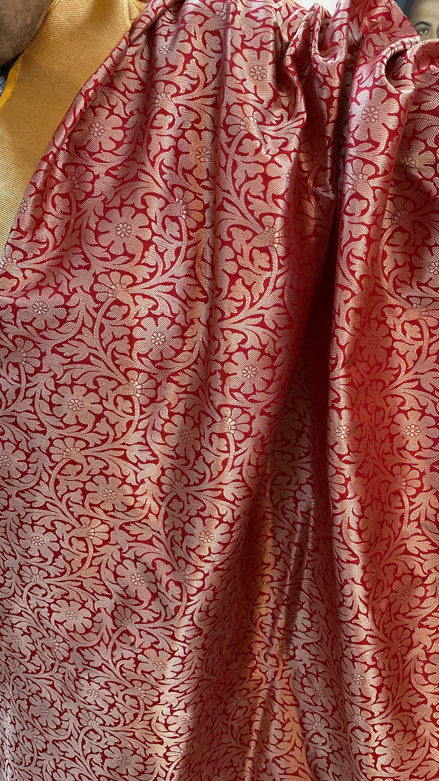 Red Pure Banarasi Katan Silk Handloom Saree by Shades Of Benares - banarasi - banarasi saree shop