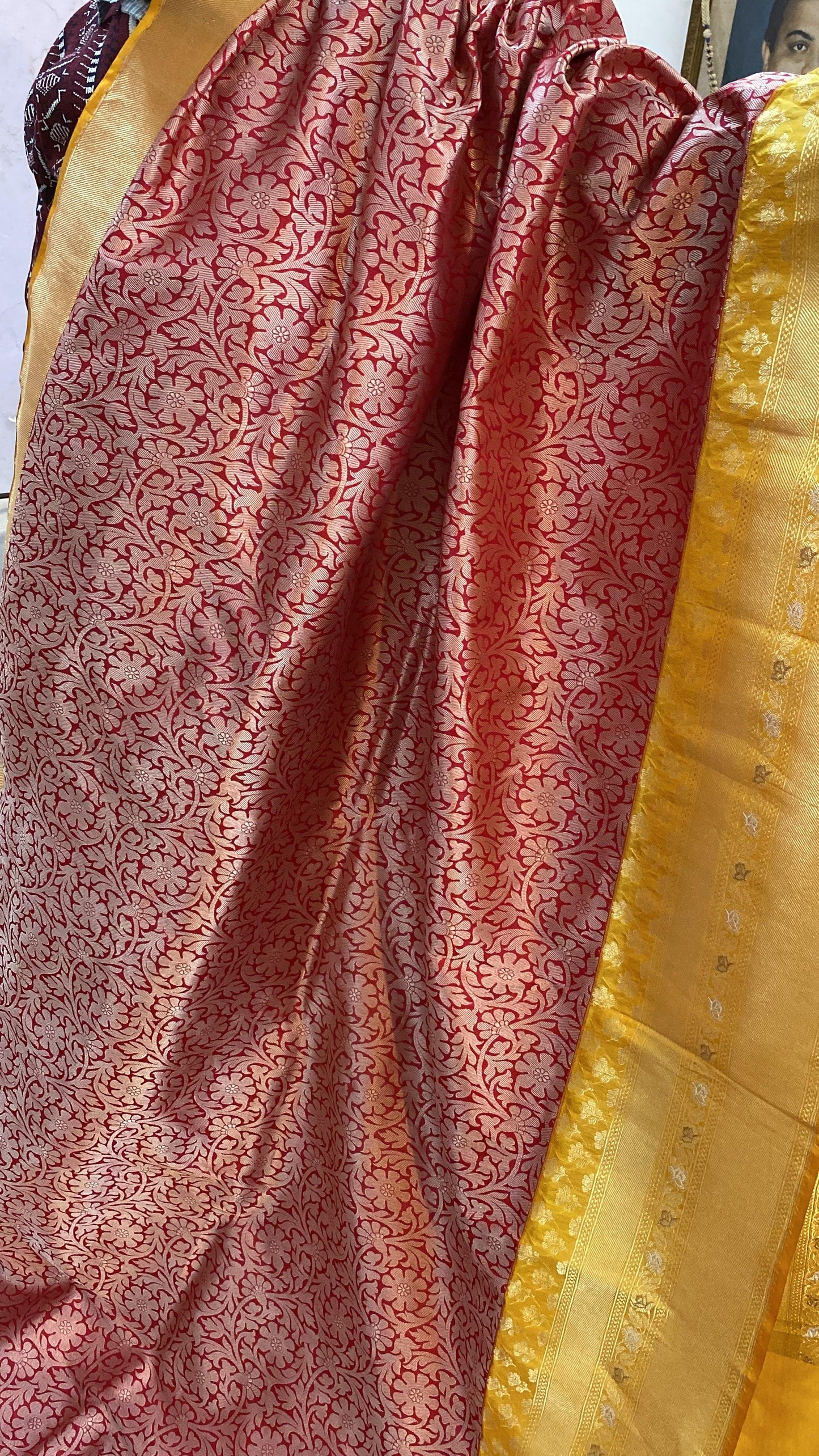 Red Pure Banarasi Katan Silk Handloom Saree by Shades Of Benares - banarasi - banarasi saree shop