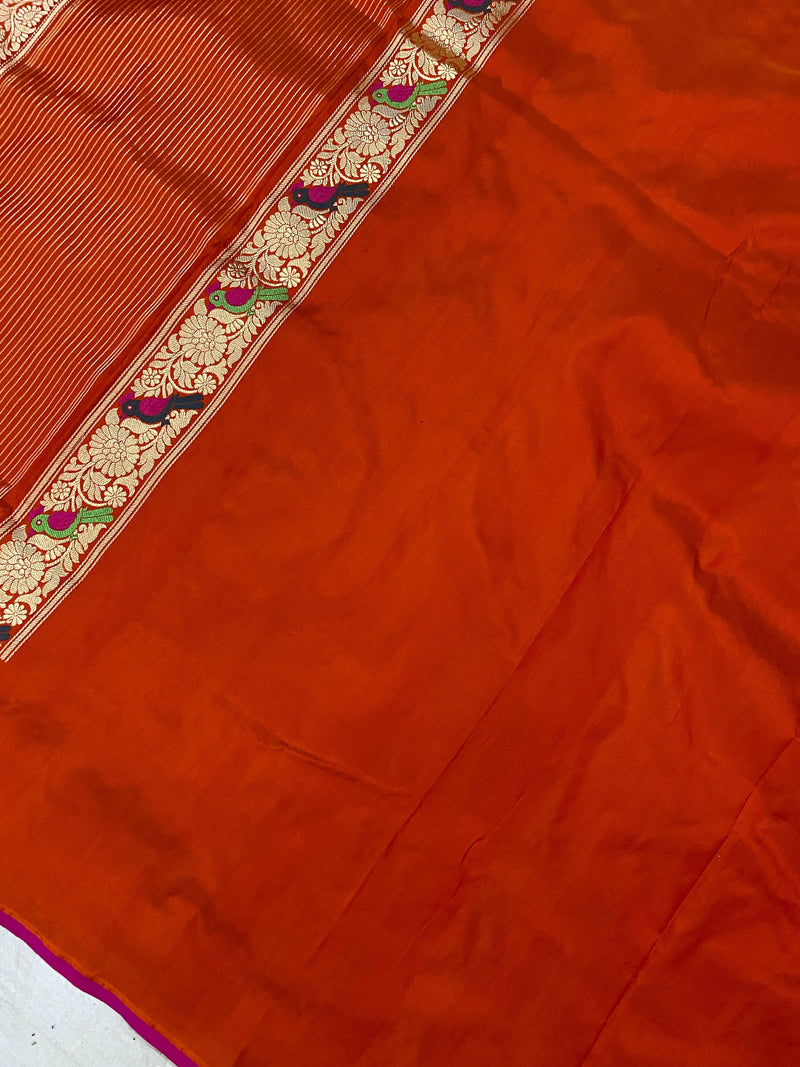 Red Pure Katan Silk Handloom Banarasi Saree - Shades Of Benares