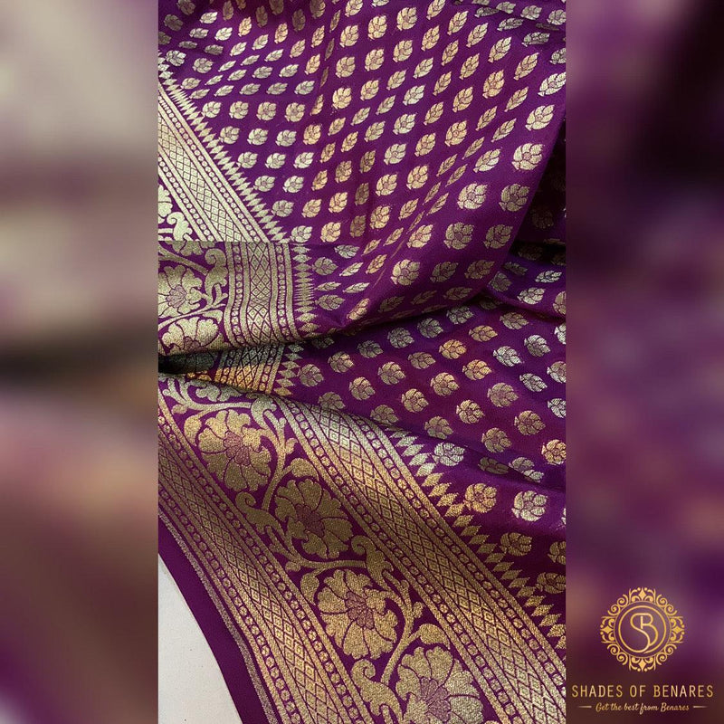 Regal Purple Handloom Katan Uppada Silk Saree - Shades Of Benares