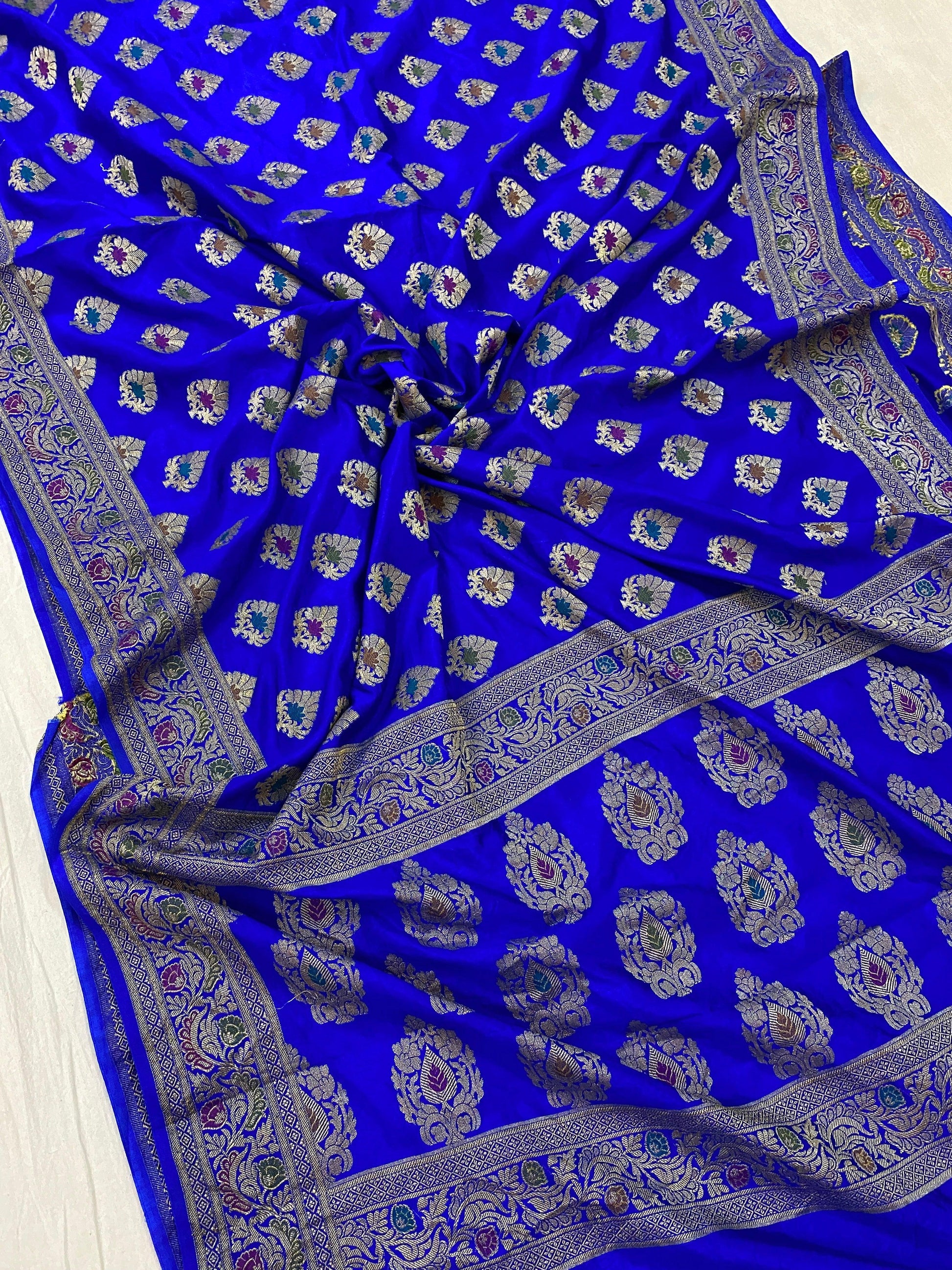 Royal Blue Banarasi Katan Soft Silk Handloom Saree by Shades Of Benares - banarasi - banarasi saree shop