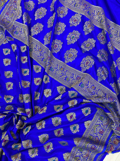 Royal Blue Banarasi Katan Soft Silk Handloom Saree by Shades Of Benares - banarasi - banarasi saree shop