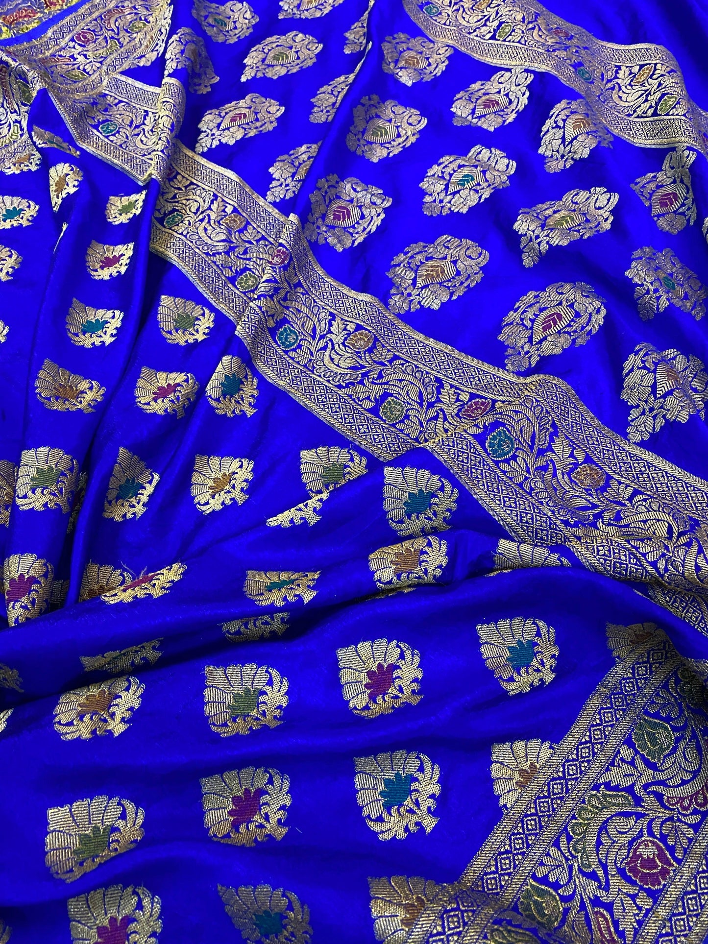 Royal Blue Banarasi Katan Soft Silk Handloom Saree by Shades Of Benares - banarasi - banarasi saree shop