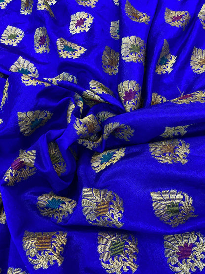 Royal Blue Banarasi Katan Soft Silk Handloom Saree by Shades Of Benares - banarasi - banarasi saree shop