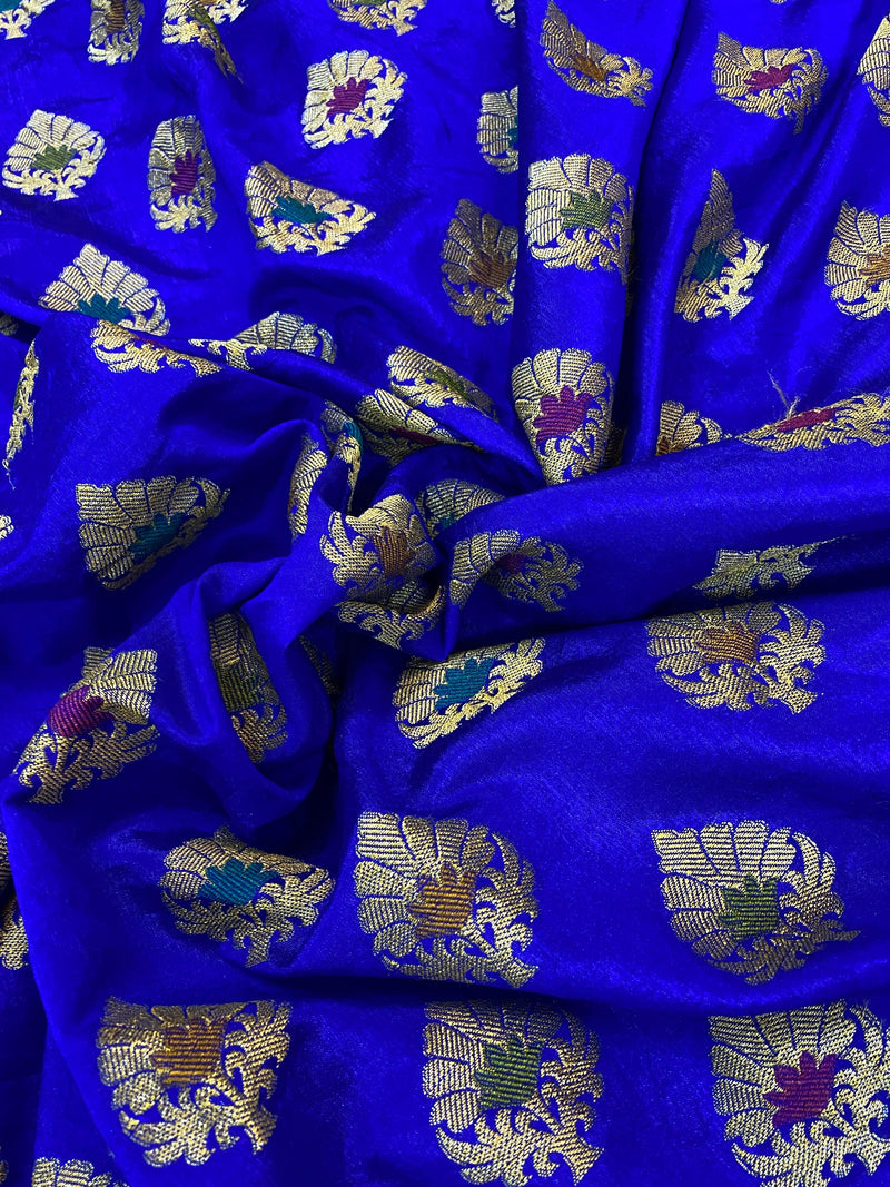 Royal Blue Banarasi Katan Soft Silk Handloom Saree - Shades Of Benares