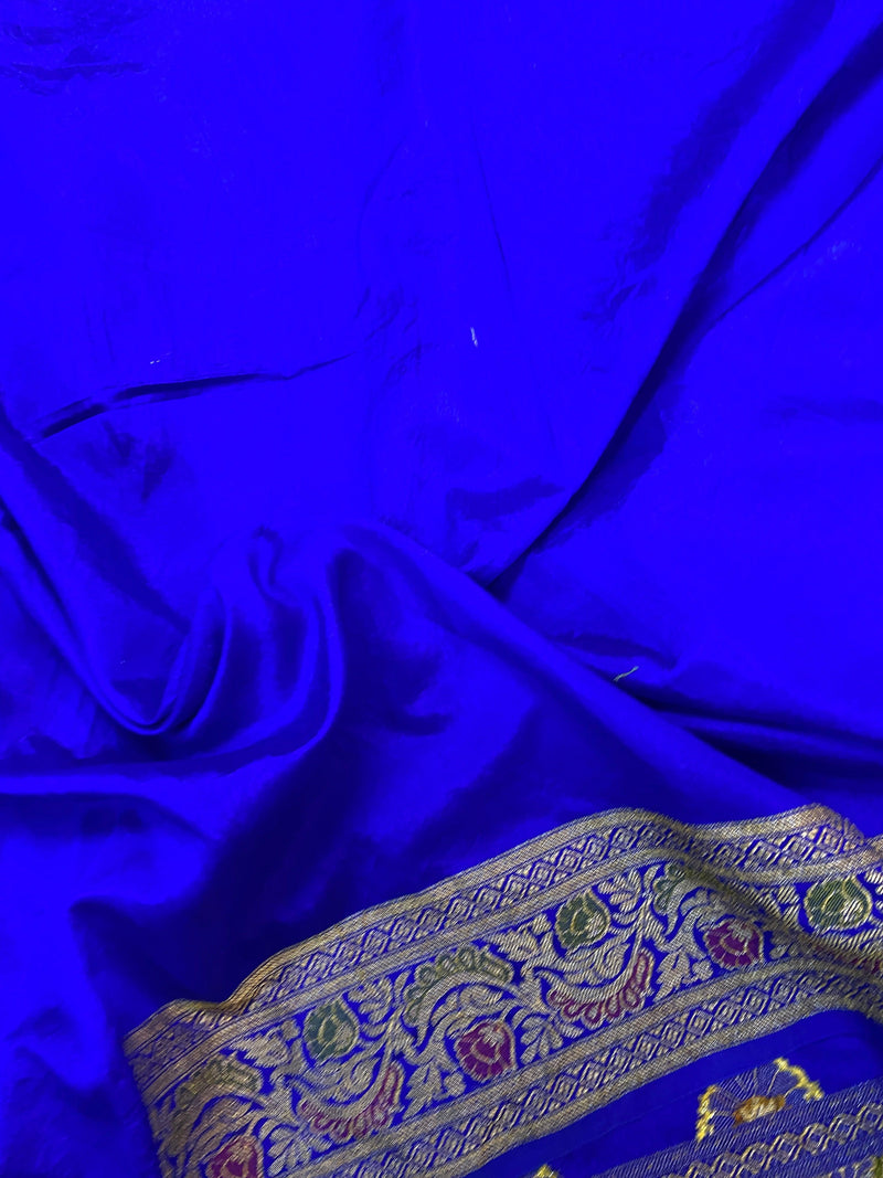 Royal Blue Banarasi Katan Soft Silk Handloom Saree by Shades Of Benares - banarasi - banarasi saree shop