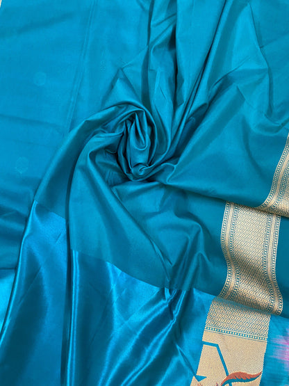 Royal Blue Pure Banarasi Katan Silk Handloom Saree- Paithani by Shades Of Benares - banarasi - banarasi saree shop