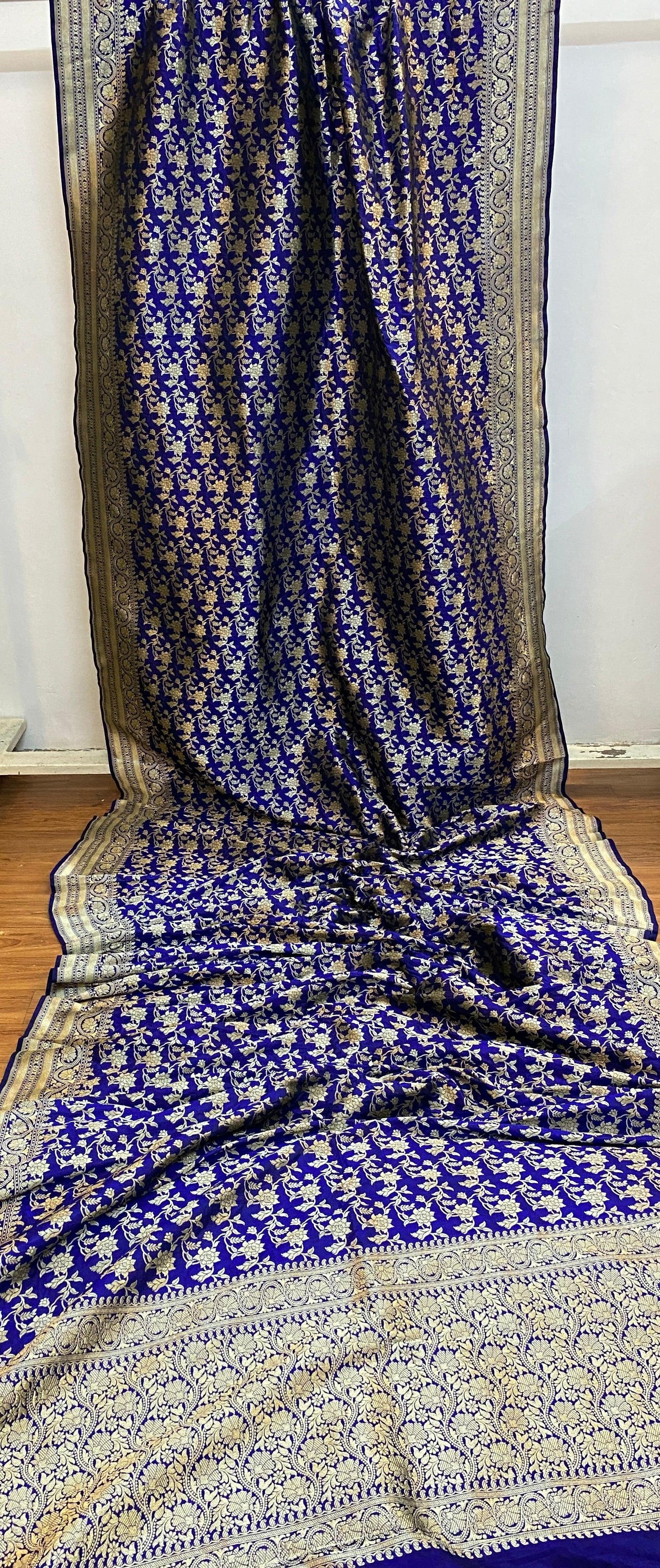 Royal Blue Pure Banarasi Katan Silk Handloom Saree by Shades Of Benares - banarasi - banarasi saree shop