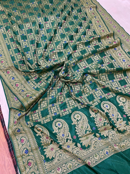 Sea Green Banarasi Katan Soft Silk Handloom Saree by Shades Of Benares - banarasi - banarasi saree shop